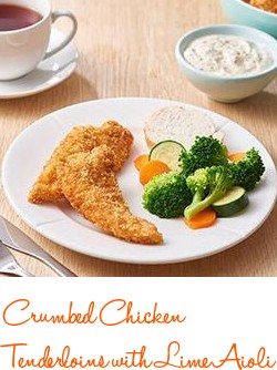 Crumbed Chicken Tenderloins with Lime Aioli