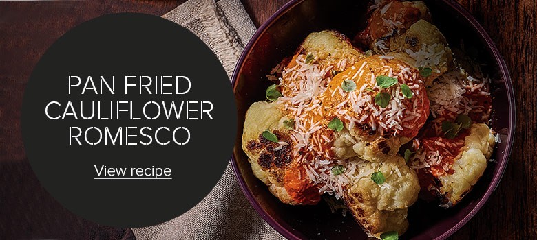 Pan Fried Cauliflower Romesco